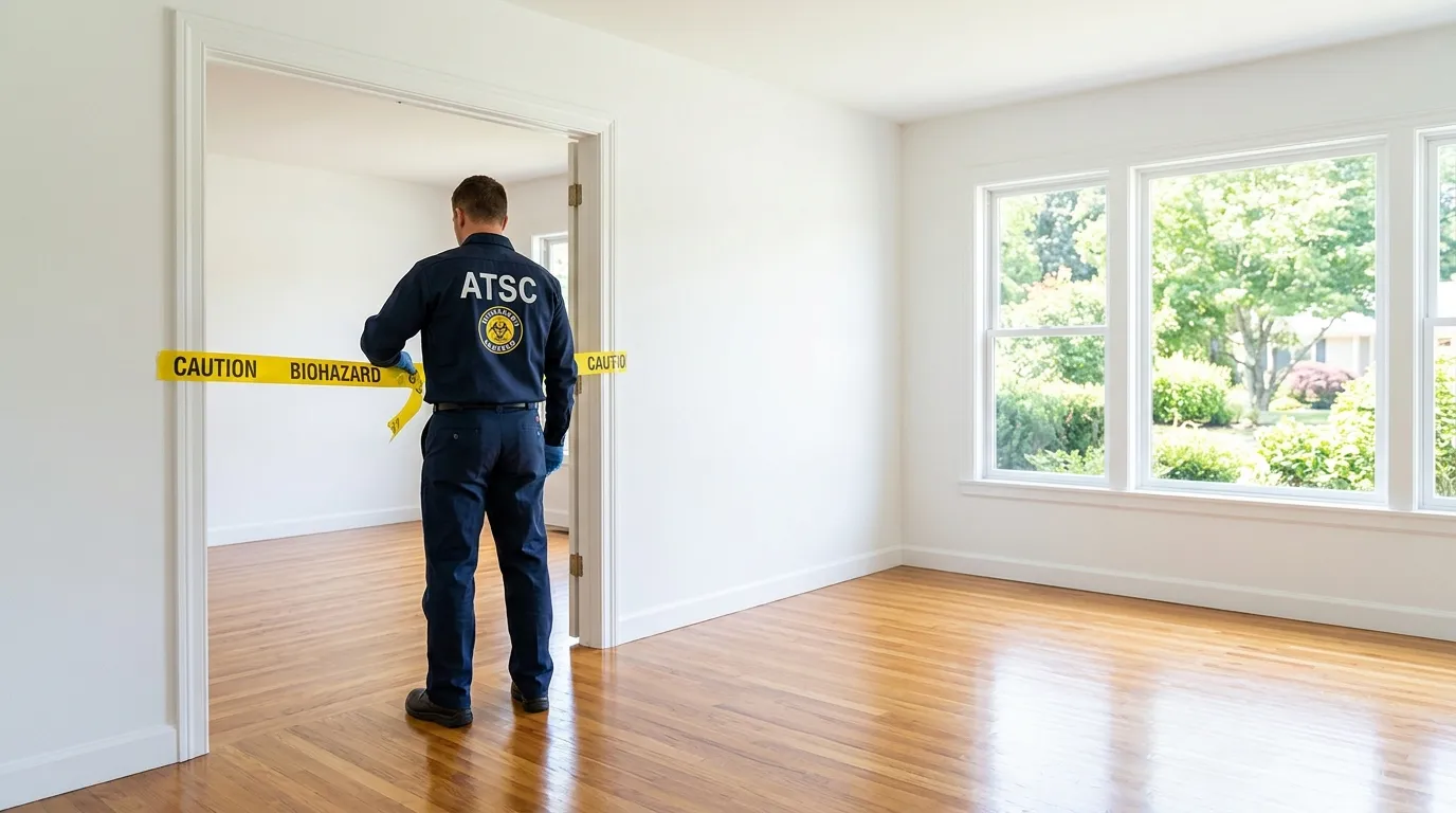 Certified biohazard cleanup crew performing Decomposition Cleanup in Garden City